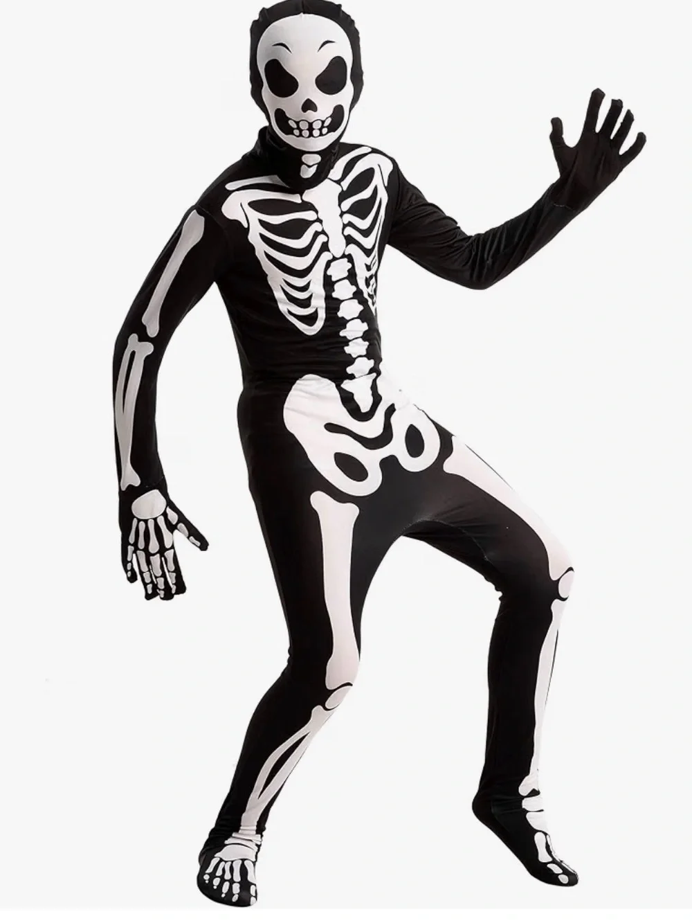 Green & Black Skeleton Kids Costume S 5-7 years